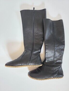 Nefes Handmade black leather knee high barefoot boots grounding Like New! sz 7.5